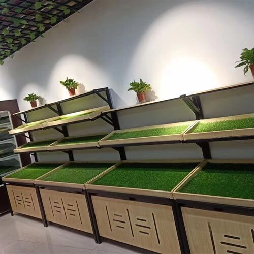 超市水果货架展示架多功能水果架子货架蔬菜架子钢木架水果店中岛