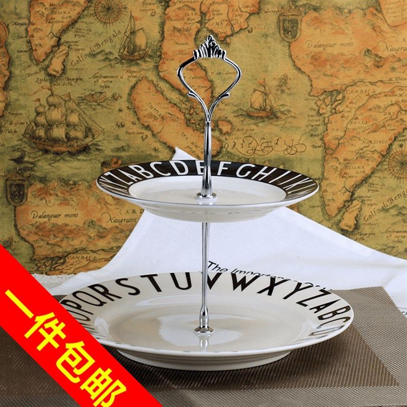 点心架 欧式双层水果盘 二层蛋糕架甜品干果糖盘下午茶陶瓷点心盘,餐饮具,果盆/果盘/果篮,淘宝优惠券,粉丝福利购,淘宝优惠卷