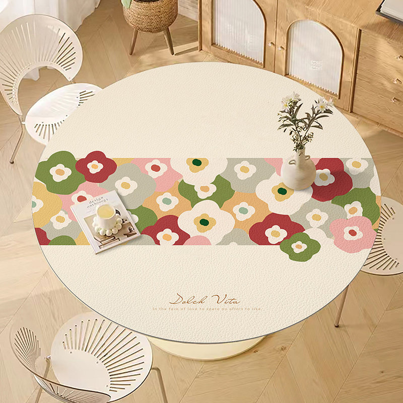 春夏氛围餐桌垫柔韧防滑高级感PVC防水防油防污圆形餐垫清新桌布,居家布艺,桌布,淘宝优惠券,粉丝福利购,淘宝优惠卷
