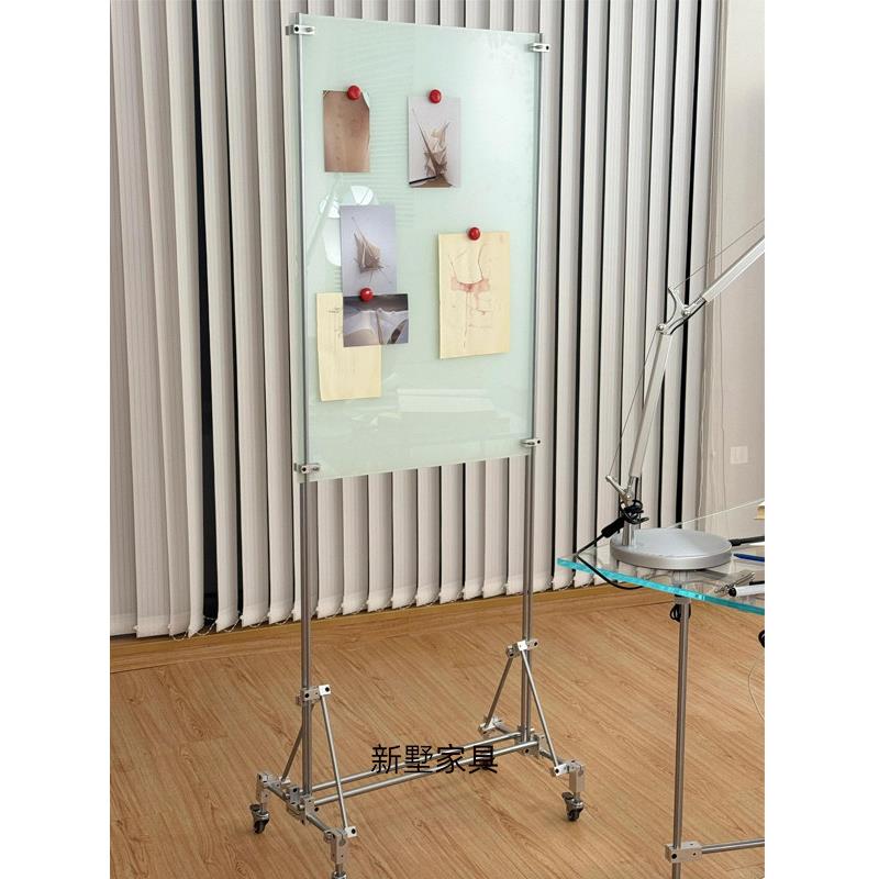 创意玻璃白板光轴架可移动会议室办公室记事板磁吸板简约双面可写