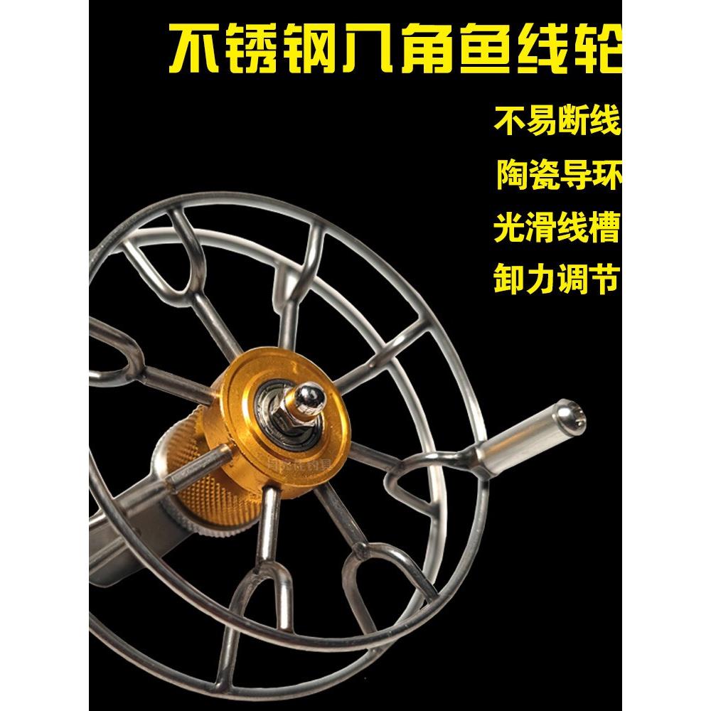 手拨轮不锈钢谷麦车盘八卦轮矶钓前打轮带泄力全金属筏钓轮微铅轮