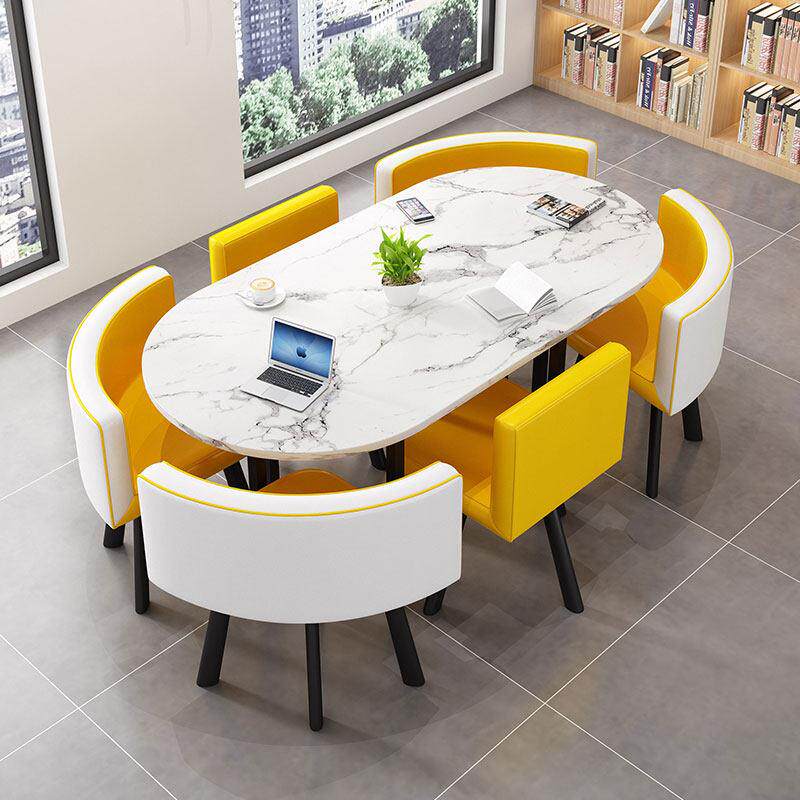 椭圆形洽谈桌椅组合长桌简约现代休闲桌 培训桌接待北欧小型会议