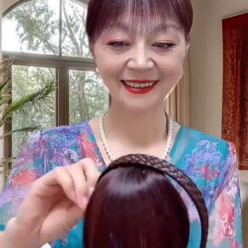 假发片头顶遮白发发箍中老年女前额自然刘海补发片妈妈显年轻头饰