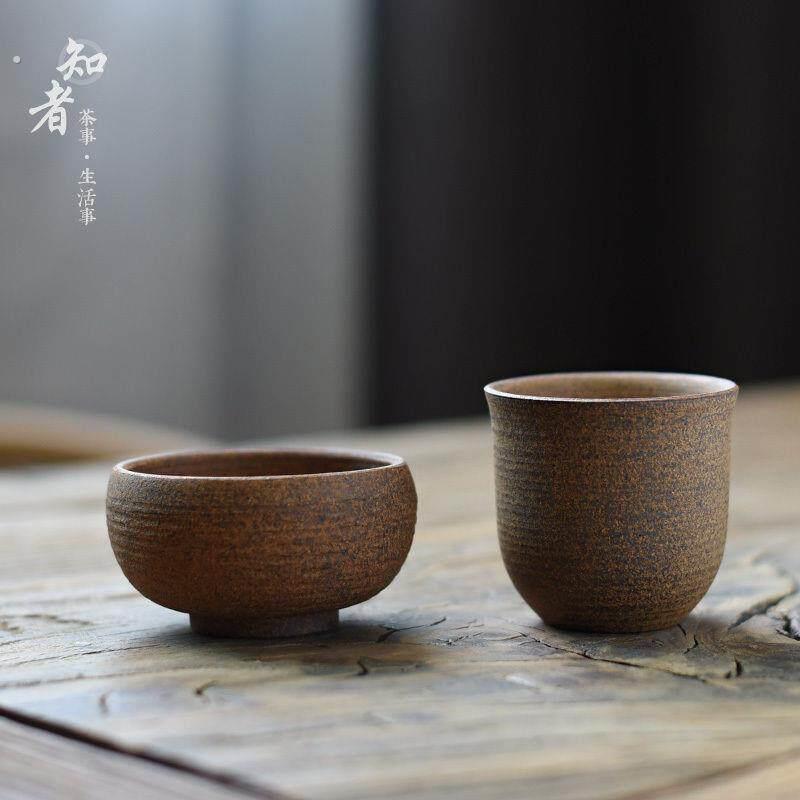 原朴粗陶茶杯粗犷复古陶杯手工厚重主人杯老岩泥个人品茶杯大容量