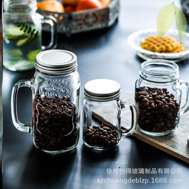新品咖啡豆收纳罐青梅酒瓶把手玻璃瓶密封罐蜂蜜罐咖啡杯
