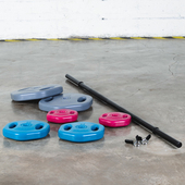 杠铃套装 健身举重杠铃女士杠铃家用彩色杠铃片有氧操健身 杠铃男士