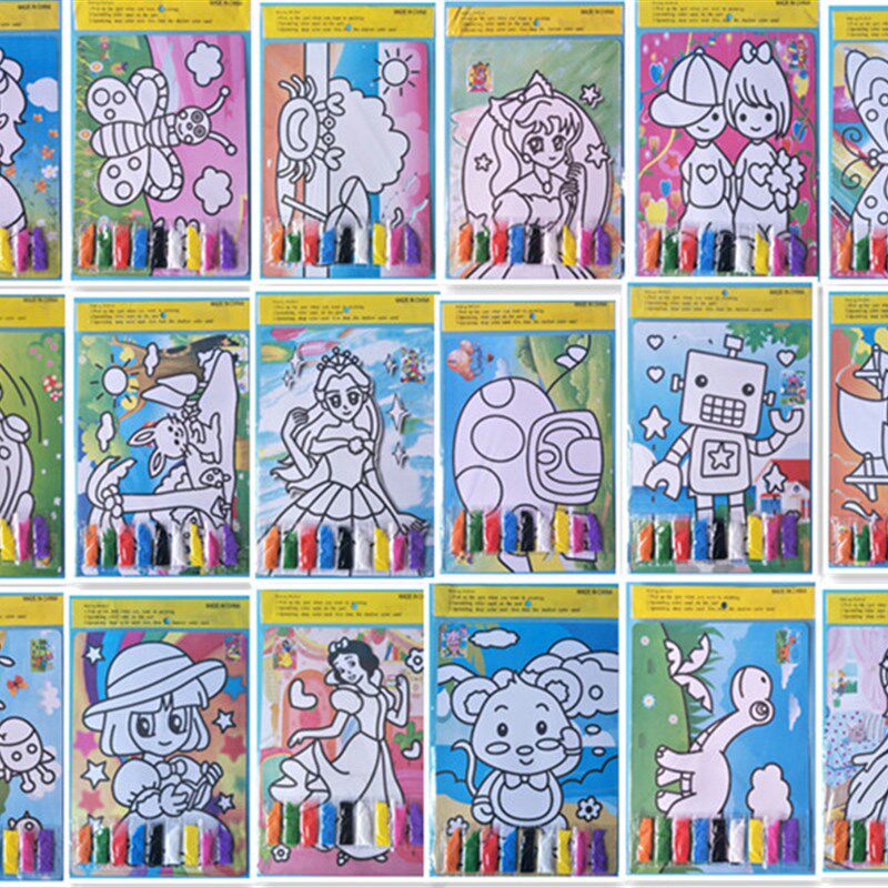 包邮彩底沙画特大号 21乘28CM DIY手工制作儿童套装沙画金粉画