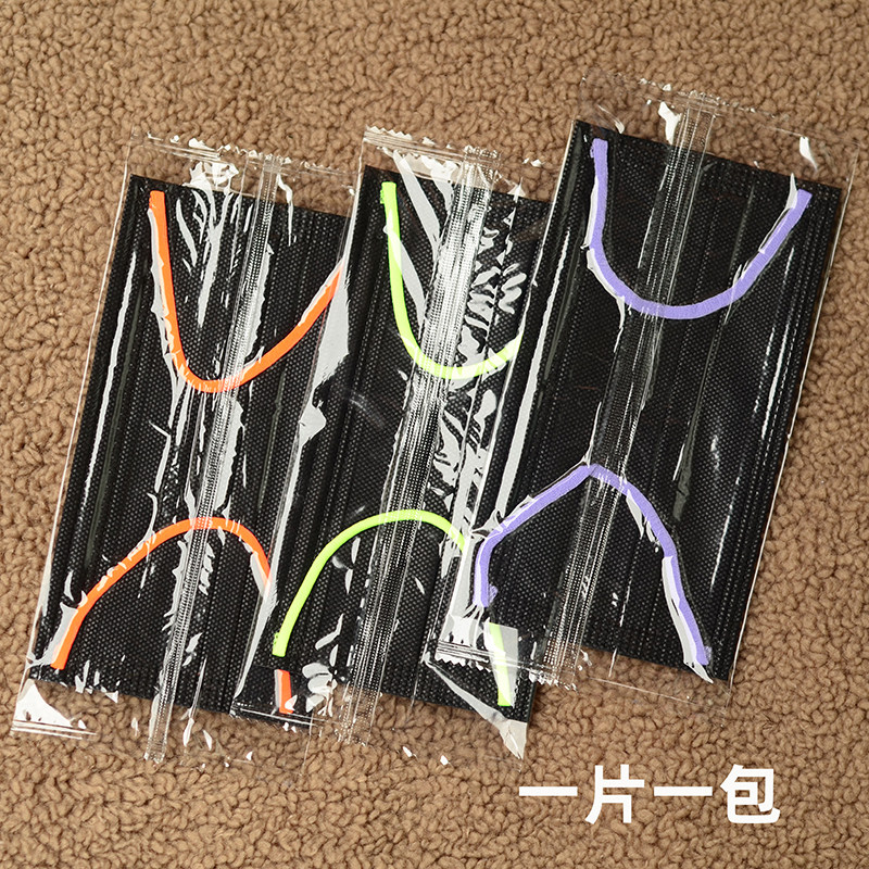 成人三层防晒透气双面黑色口罩一次性彩色耳带时尚潮流独立包装
