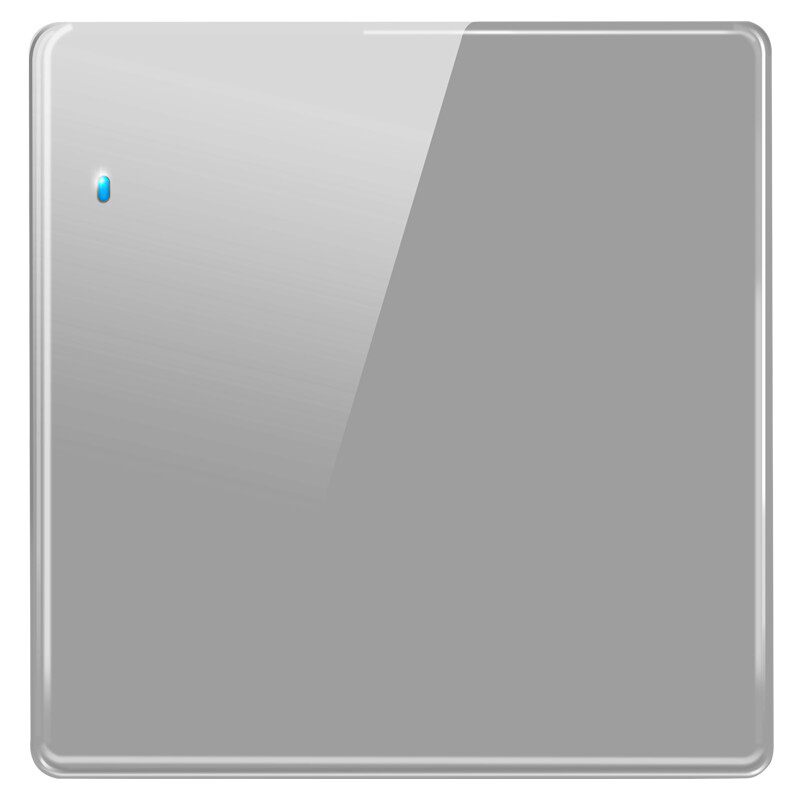 国际电工灰色钢化玻璃镜面开关插座面板多孔黑色86型家用墙壁五孔