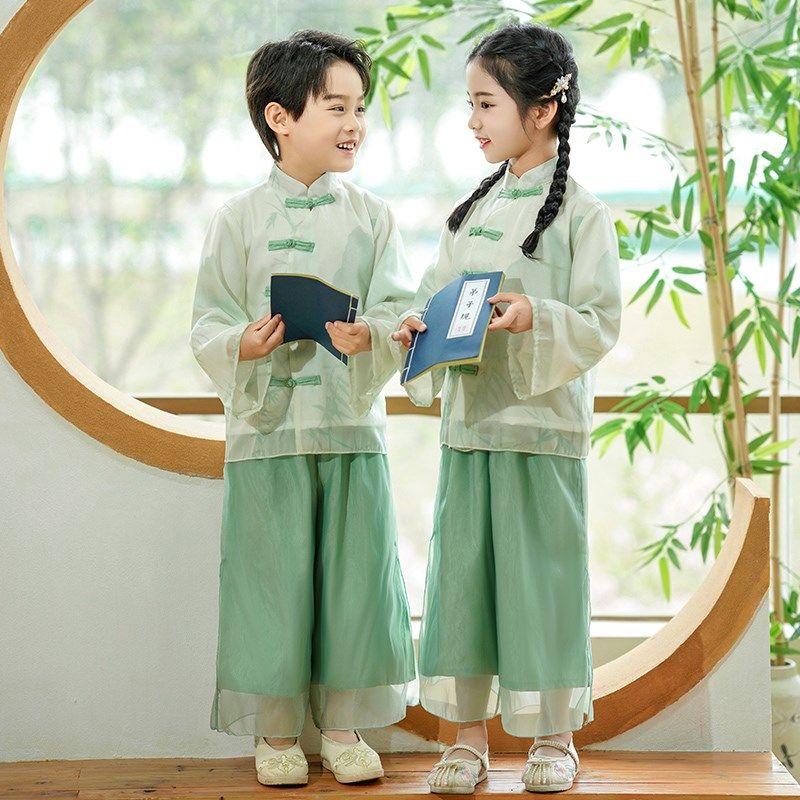 中国风男女童汉服唐装礼服童装古风新中式国学古装儿童演出服套装,童装/婴儿装/亲子装,汉服,淘宝优惠券,粉丝福利购,淘宝优惠卷