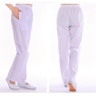 护士裤夏装白色优质裤子蓝色粉色侧兜 松紧腰冬装工作裤 护士服