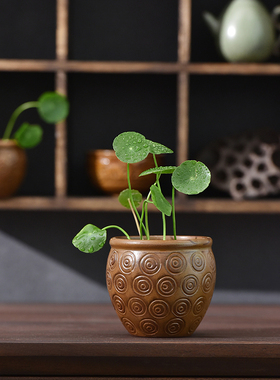复古陶瓷禅意小花器小摆件家居茶室茶道花瓶水培插花茶桌茶桌装饰