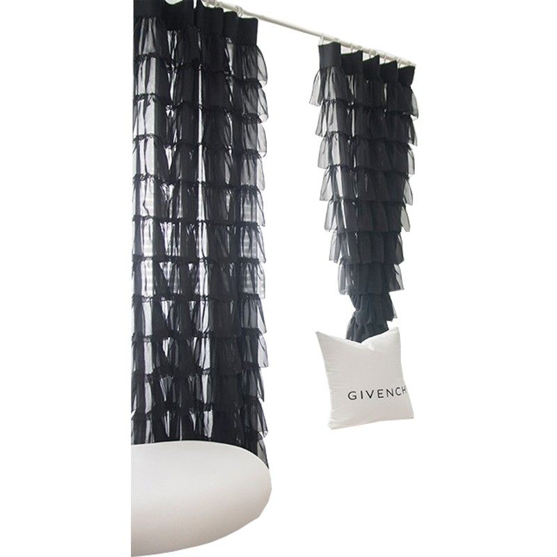 韩式黑色白色蛋糕层层泡泡帘浪漫梦幻多层蕾丝纱帘试衣帘门帘窗帘,居家布艺,定制窗帘,淘宝优惠券,粉丝福利购,淘宝优惠卷