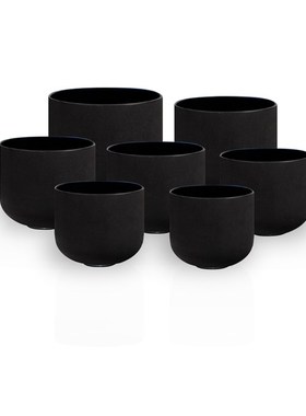 水晶钵瑜伽颂钵黑色水晶音钵音乐碗七音调乐器瑜伽钵套装赠棒圈