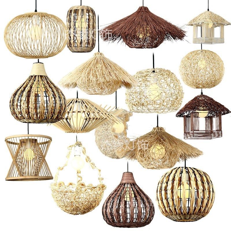 藤艺吊灯创意个性餐厅民宿饭店圆球形复古竹编鸟巢草帽酒店装饰灯,家装灯饰光源,客厅吊灯,淘宝优惠券,粉丝福利购,淘宝优惠卷