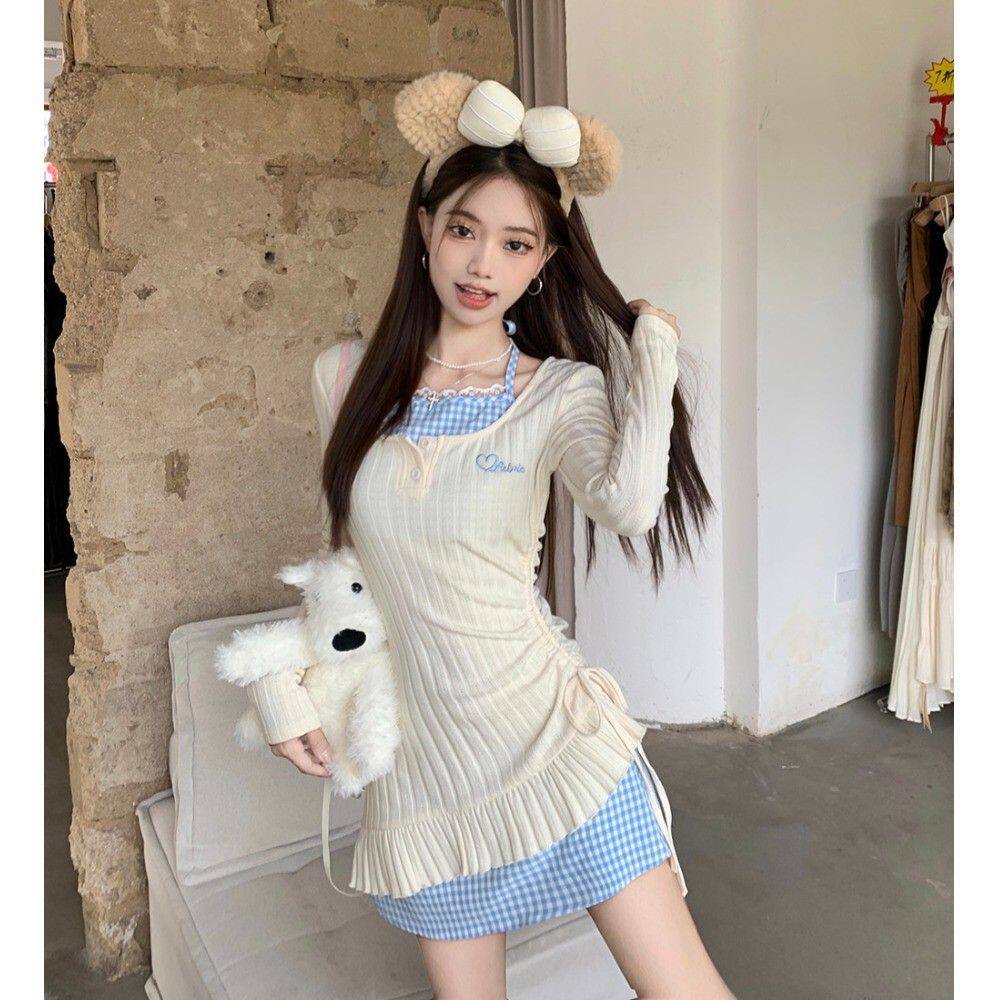 纯欲甜美辣妹风两件套连