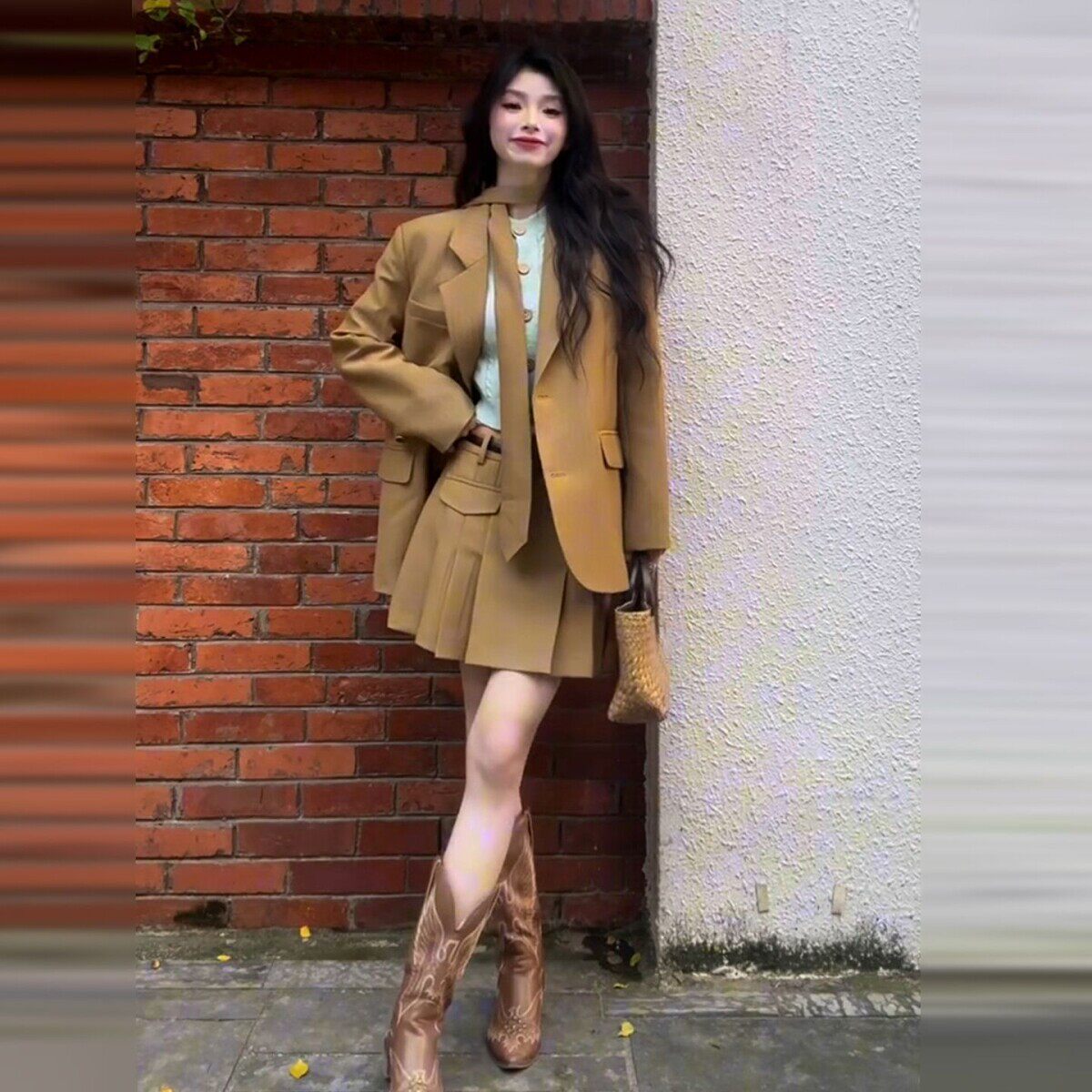 韩系西装裙子套装女202新款早秋季高级感气质一整套ootd穿搭