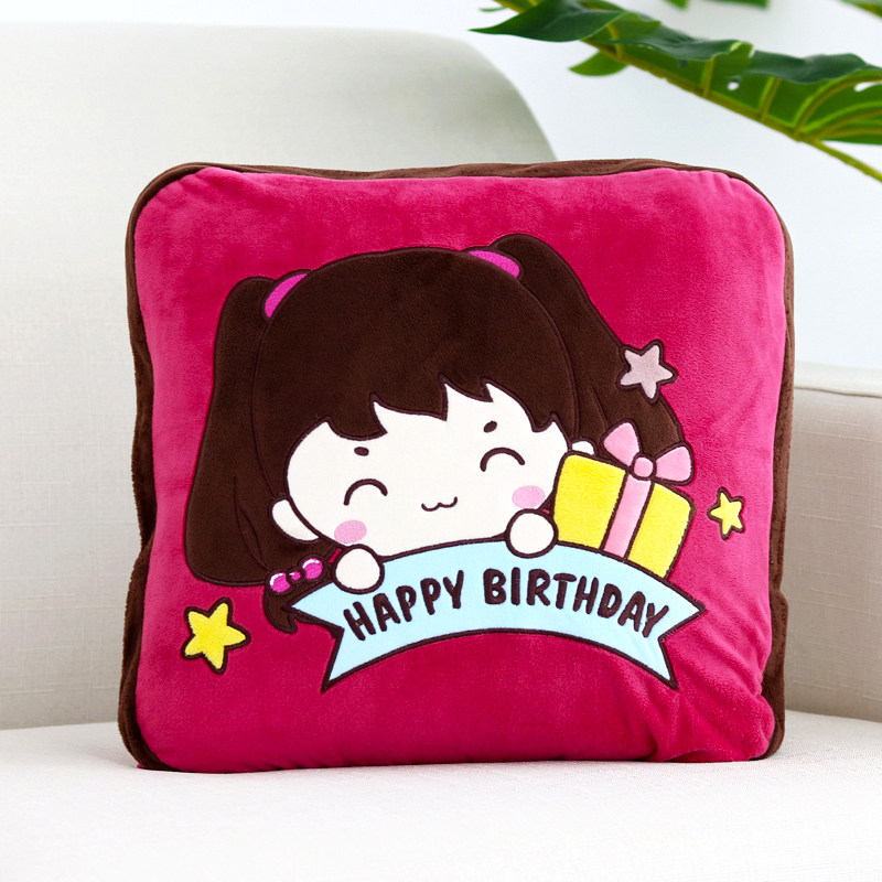 汽车抱枕被子两用靠垫被办公室空调被多功能个性折叠抱枕被珊瑚绒