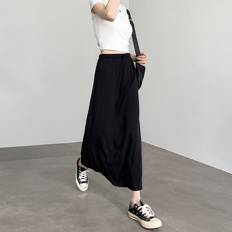 黑色半身裙女2024新款夏季高腰显瘦中长款高级感垂感西装a字长裙