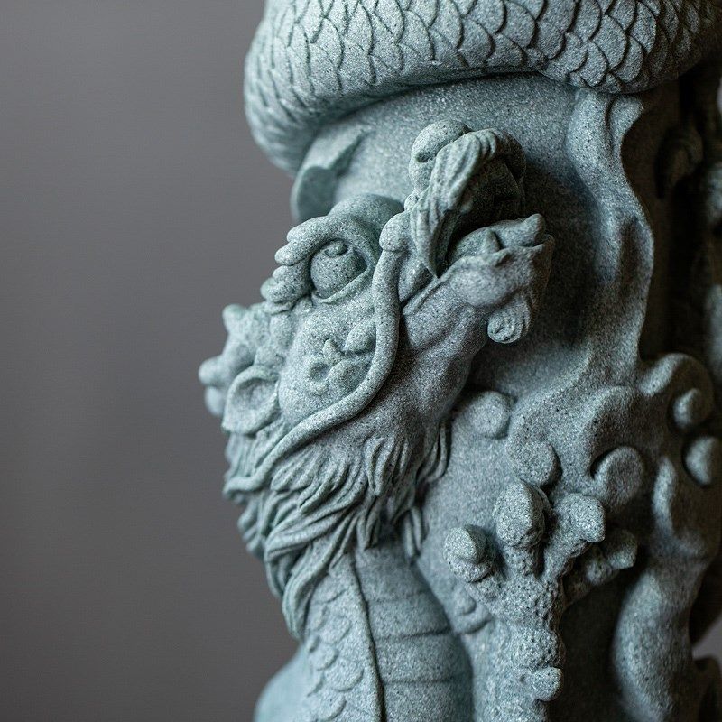 碌心   中式创意国潮盘龙石柱 青砂石逗兽记家居装饰摆件鱼缸造景,家居饰品,装饰摆件,淘宝优惠券,粉丝福利购,淘宝优惠卷