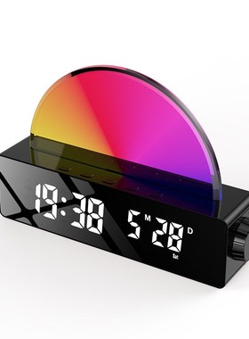 新款落日灯时钟网红闹钟多功能电子钟简约LED床头叫醒闹钟S286