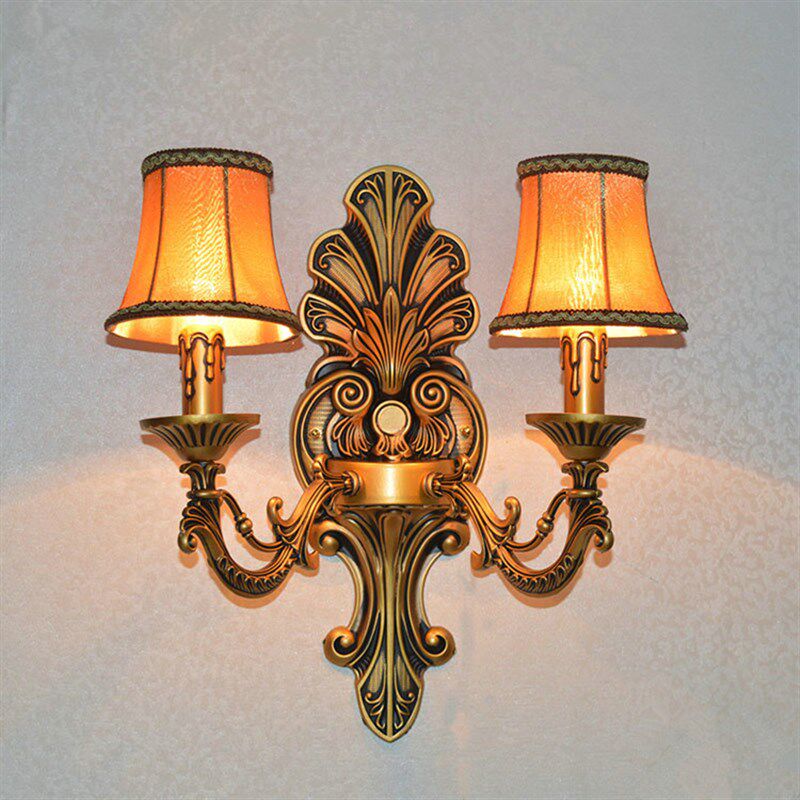 欧式锌合金床头卧室仿古壁灯法式客厅背景墙楼梯过道蜡烛水晶灯具
