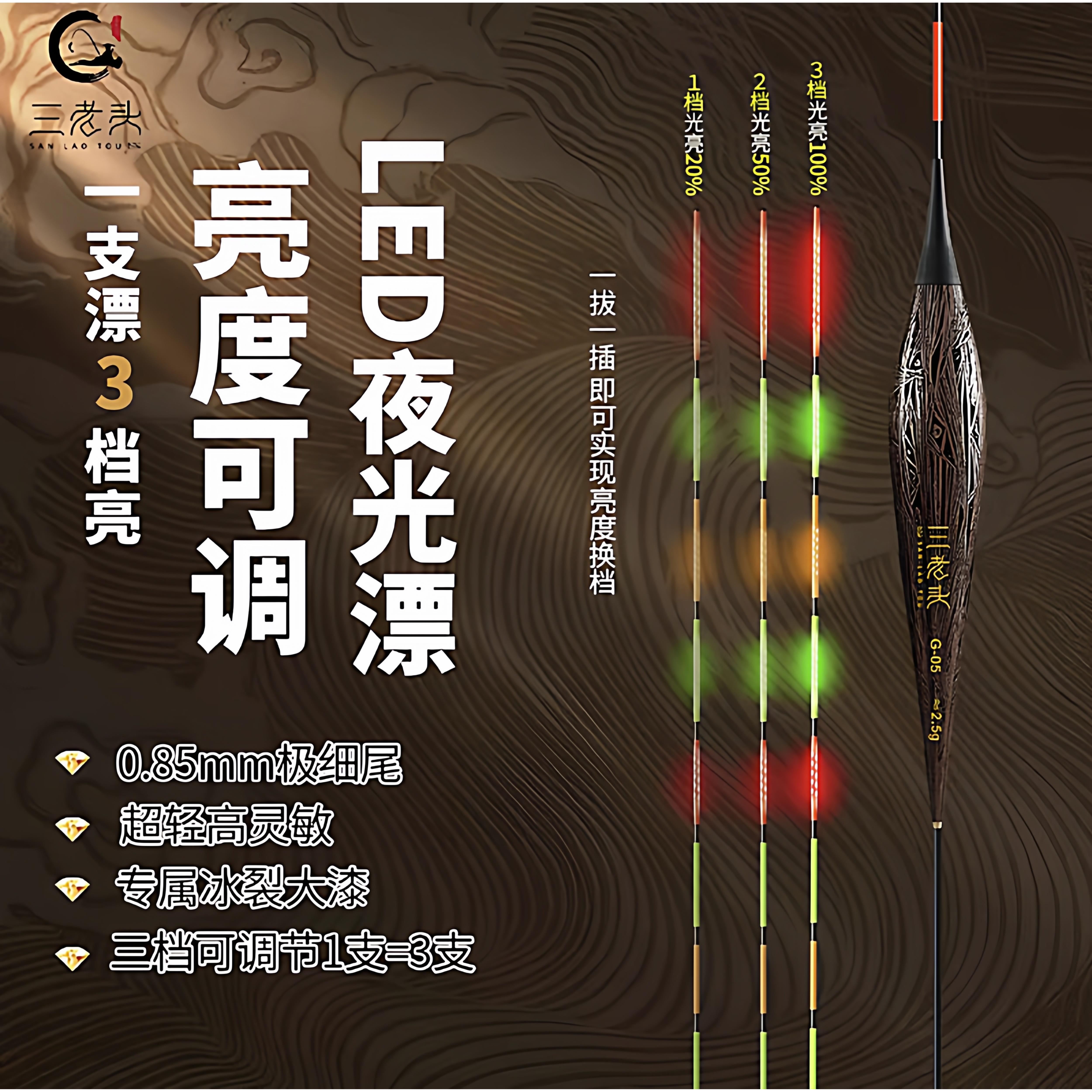 三老头G长款黑坑竞技可变档LED夜光漂高灵敏日夜两用电子夜光漂