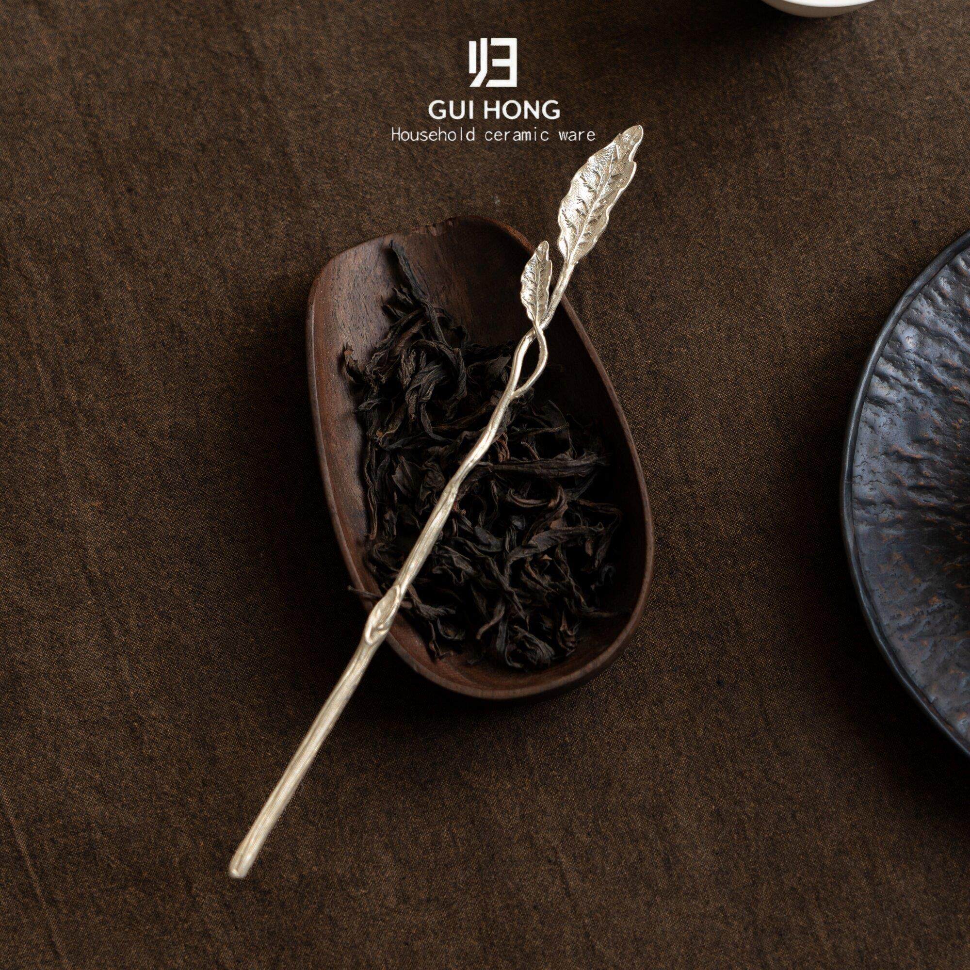 归鸿纯铜分茶器家用小茶拨茶拨中式复古茶扒茶匙手工锤纹点茶勺