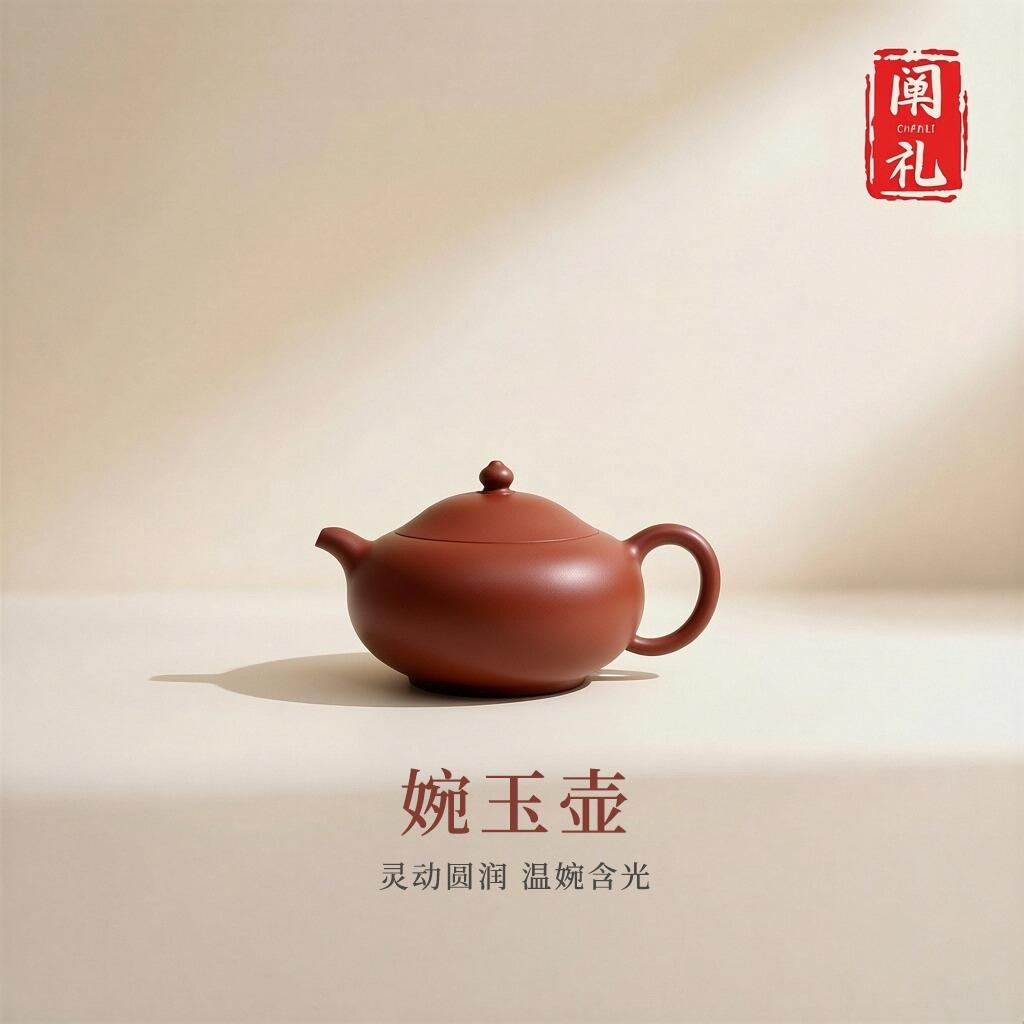 婉玉壶宜兴手工紫砂壶原矿朱泥大红袍泡茶壶茶具套组礼品