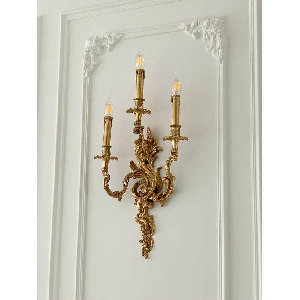 法式覆古黄铜客厅卧室蜡烛壁灯欧式古典奢华餐厅咖啡厅展厅墙壁灯