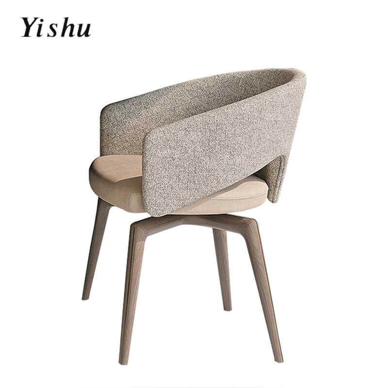北欧后现代简约实木餐椅家用设计师真皮单人靠背凳子轻奢风餐桌椅