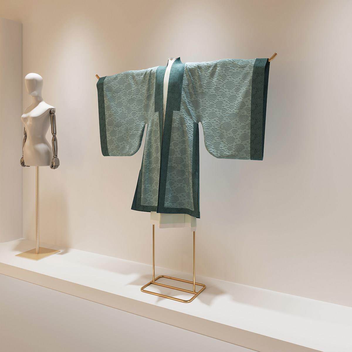 中式汉服展示架和服衣帽落地架不锈钢金色挂衣架唐装彷古T字架铁