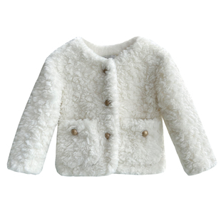 儿童皮草加绒加厚棉衣仿羊羔毛男童女童小宝宝秋冬季保暖毛毛外套