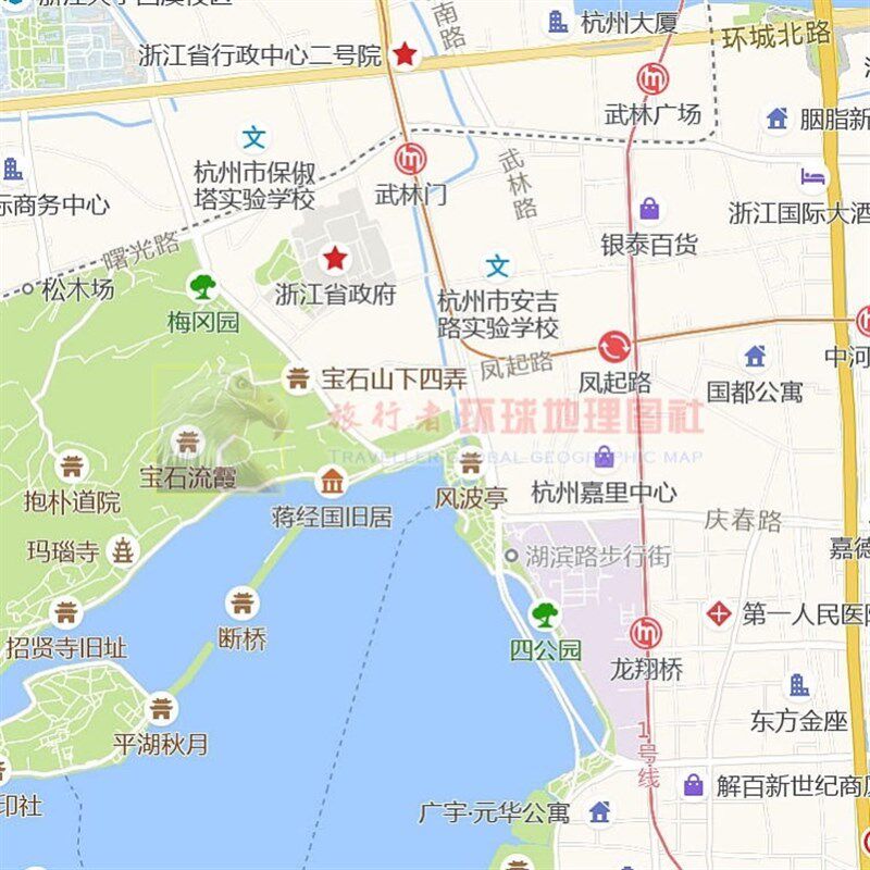 超大巨幅 杭州市区图订制定做 城市城区海报2025新版装饰画芯