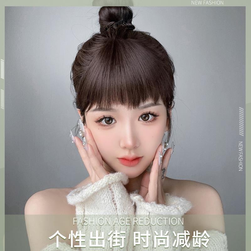 狗啃刘海假发真发假刘海女自然前额假发片日常碎头帘眉上刘海新款