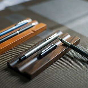 钢笔笔搁实木三槽笔架简约创意双槽笔座桌面收纳摆件单槽笔托