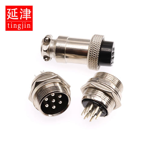 GX20航空插头插座2P/3/4/5/6/7/8/9/10/12芯电缆公母孔连接器20mm