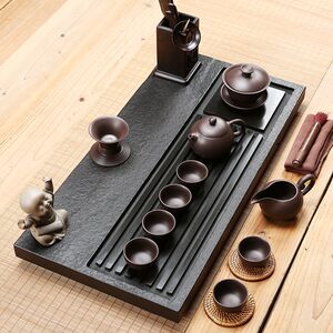 友尚乌金石茶盘茶具套装整块天然紫砂功夫茶具茶台石头茶盘紫砂壶