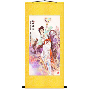 女娲娘娘神像画像 神仙画 女娲补天挂画 丝绸画卷轴画装饰画包邮