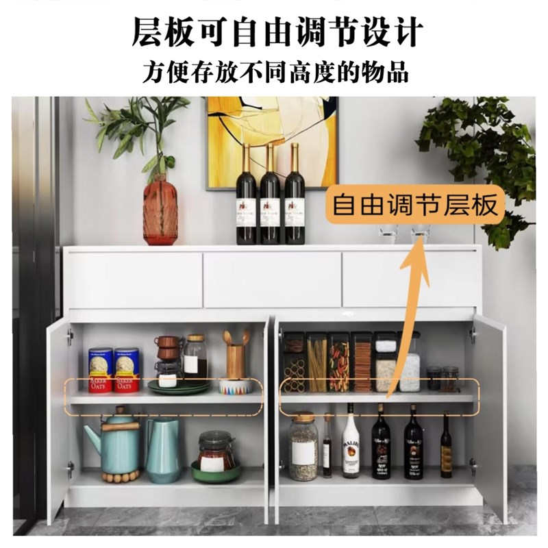 超薄岩板餐边柜可实木定制一体靠墙矮柜储物茶碗柜家用收纳窄柜子