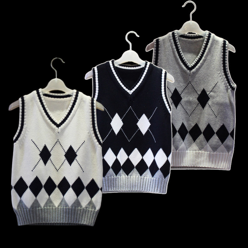 儿童毛衣背心女童针织马甲宝宝线衣男童加绒加厚校服2021秋冬打底
