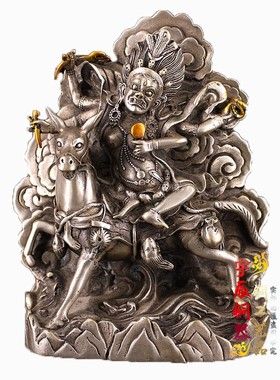 仿古纯铜白铜吉祥天母铜像摆件家居供奉密宗藏佛神像摆件