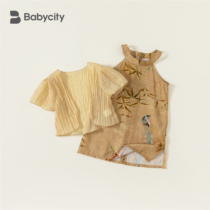 女童旗袍裙儿童夏季中国风连衣裙女孩套装新中式宝宝周岁礼服裙子