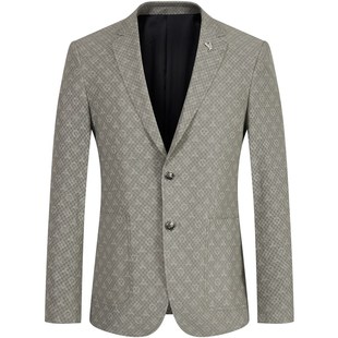 ZOUK满花暗纹休闲西装外套男高级感男士西服春秋轻奢男装2023新款