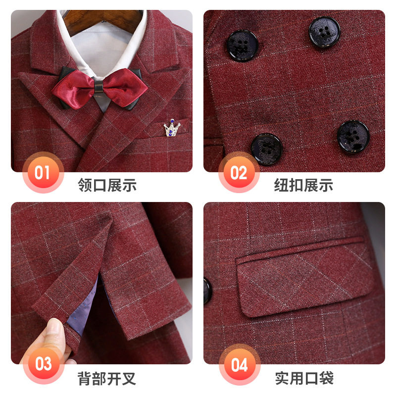 男童西装套装秋冬新款英伦主持演出服小童花童婚礼服宝宝周岁礼服