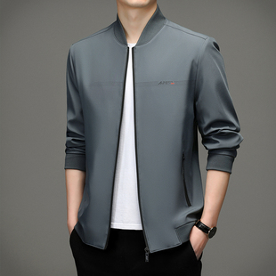 爸爸外套春秋季薄款中老年男士夹克衫2023年新款中年人春装上衣服