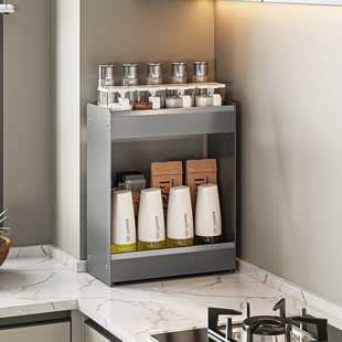 厨房台面调料瓶盐罐置物架灶台桌面小尺寸调料用品专用窄款收纳架