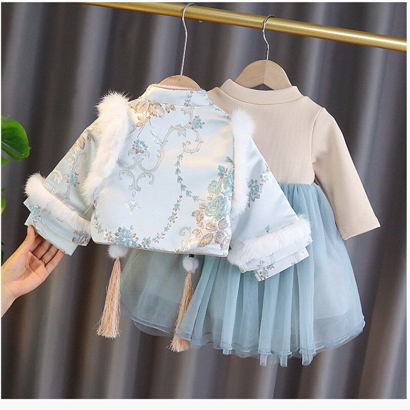 婴儿童装0女童冬天衣服1-4岁裙子2女宝宝唐装3汉服公主两件裙套装
