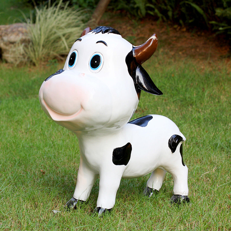 户外花园庭院小品玻璃钢园林景观装饰摆件幼儿园卡通动物奶牛雕塑,家居饰品,装饰摆件,淘宝优惠券,粉丝福利购,淘宝优惠卷