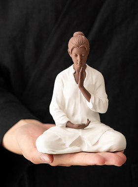 久造创意陶瓷中国风美女人物摆件禅意鱼缸造景家居客厅中式装饰品